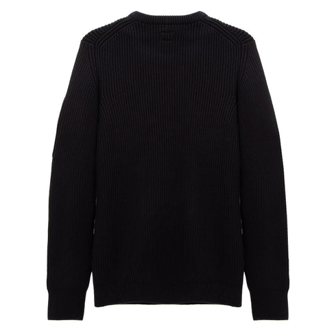 C.P. Company Full RIb Crew Neck Jumper Black 999 15CMKN077A Degli Uberti